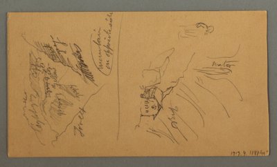 Tekening, Bergen van Wallis, Pennine Alpen, augustus 1868 door Frederic Edwin Church