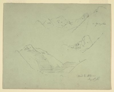 Tekening, Bergen bij Abtenau, Salzkammergut, 5 augustus 1868 door Frederic Edwin Church