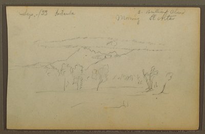 Tekening, Altaarberg, Riobama, Ecuador, september 1853 door Frederic Edwin Church