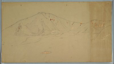 Tekening, Mt. Katahdin vanuit het zuidoosten; Verso: Mt. Katadhin, 1876-78 door Frederic Edwin Church
