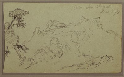 Tekening, bij San Miguel, Ecuador; Verso: Onvoltooide bergschets, 2 juni 1857 door Frederic Edwin Church