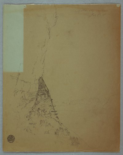 Tekening, Niagara watervallen: "Beetje van een trap bij Niagara", juli 1856 door Frederic Edwin Church