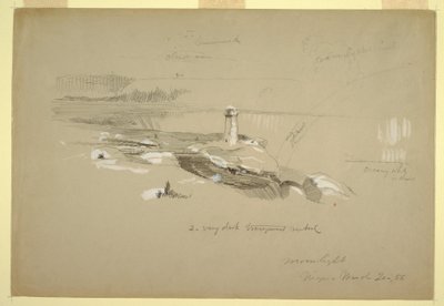 Tekening, Niagara-watervallen vanaf Terrapin Point, 20 maart 1856 door Frederic Edwin Church