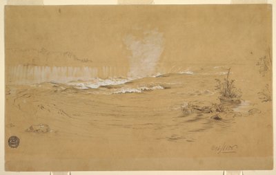 Tekening, Niagara: De Canadese watervallen en Goat Island, oktober 1856 door Frederic Edwin Church