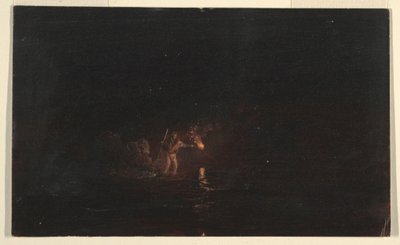 Tekening, Nachtvis scène, 1868-69 door Frederic Edwin Church