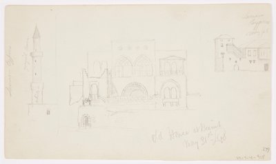 Tekening, Oud huis, Beiroet, 1868 door Frederic Edwin Church