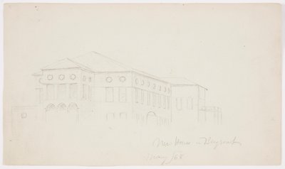 Tekening, Oud huis, Beiroet, 1868 door Frederic Edwin Church