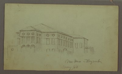 Tekening, Oud huis, Beiroet, 1868 door Frederic Edwin Church