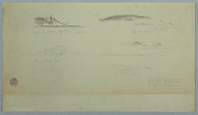 Tekening, deel van Fogo eiland, Indiaanse blik, 2 juli 1859 door Frederic Edwin Church