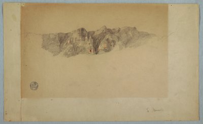 Tekening, Deel van een bergketen, waarschijnlijk Ecuador of Colombia, 1853 of 1857 door Frederic Edwin Church
