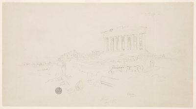 Tekening, Parthenon en Erectheion, Athene, april 1869 door Frederic Edwin Church
