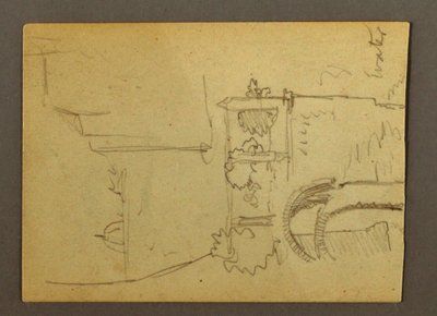 Tekening, Pilazzo over water, mogelijk 1868-69 door Frederic Edwin Church