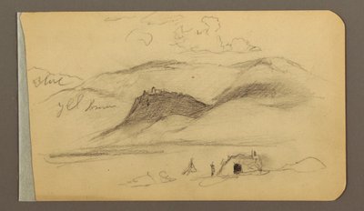 Tekening, vlakte, heuvel, stad; Verso: bergketen, 1889 door Frederic Edwin Church