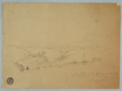 Tekening, Herinnering aan het landschap op de weg van Fusugasuga naar Pandi, New Granda, Colombia, 11 juli 1853 door Frederic Edwin Church