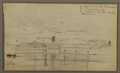 Tekening, Rivierlandschap, 1857 door Frederic Edwin Church
