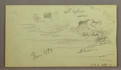 Tekening, Rivier door gebergte, mogelijk 1874 door Frederic Edwin Church