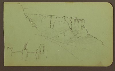 Tekening, Rotswand, Pilaster; Verso: Berglandschap, Figuren, 1883 door Frederic Edwin Church