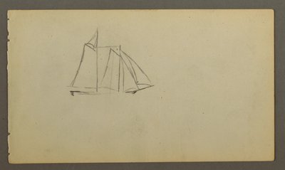 Tekening, Zeilboot op golven, mogelijk 1860 door Frederic Edwin Church