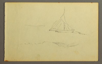 Tekening, Zeilboot gezien vanaf bakboord, 1845 door Frederic Edwin Church