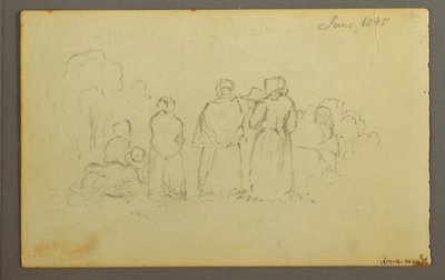 Tekening, Zeilboot gezien vanaf bakboord, 1845 door Frederic Edwin Church
