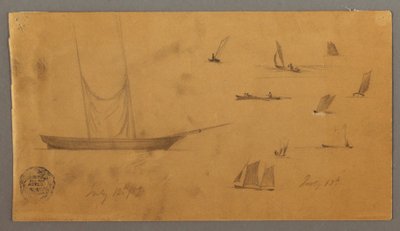 Tekening, Zeilbootstudies, 12-13 juli 1859 door Frederic Edwin Church