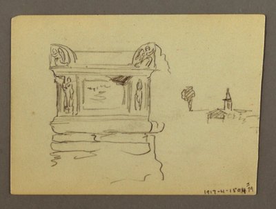 Tekening, Sarcofaag, mogelijk 1868-69 door Frederic Edwin Church