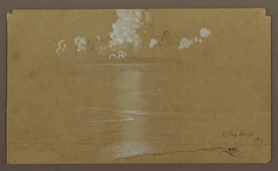 Tekening, Zeegezicht, Bloxburgh; Verso: Heuvels en zee, augustus 1865 door Frederic Edwin Church