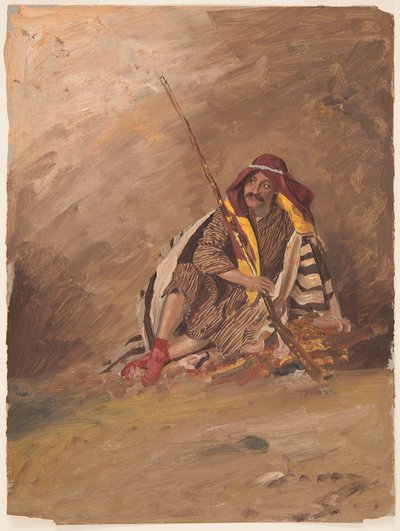 Tekening, Zittende bedoeïen, waarschijnlijk februari 1868 door Frederic Edwin Church