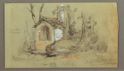 Tekening, Schrijn in het bos, september 1868 door Frederic Edwin Church