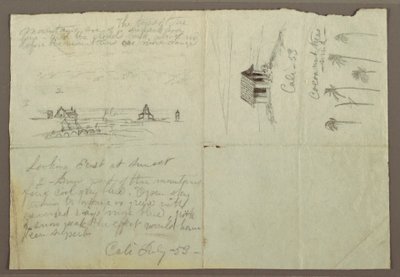 Tekening, Schetsen van Calé, Colombia, juli 1853 door Frederic Edwin Church