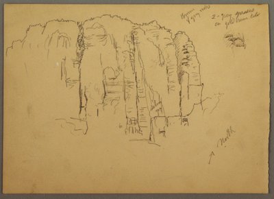 Tekening, Schetsen van Petra, Jordanië, februari 1868 door Frederic Edwin Church