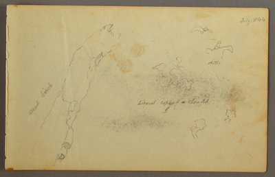 Tekening, Schetsen van wolken en dode berk, juli 1844 door Frederic Edwin Church