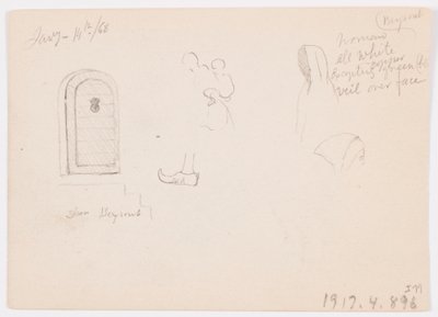 Tekening, Schetsen van een koepelstructuur, schip en statig huis, januari 1868 door Frederic Edwin Church