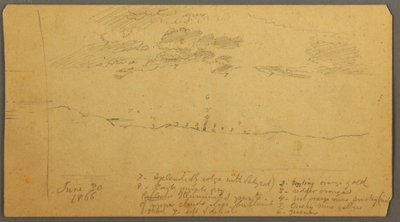 Tekening, Luchtstudie over heuvelrug, juni 1882 door Frederic Edwin Church