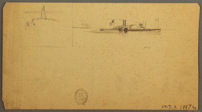 Tekening, Luchtstudie over heuvelrug, juni 1882 door Frederic Edwin Church