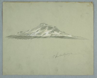Tekening, Besneeuwde top van de berg Chimborazo, Ecuador, juli 1857 door Frederic Edwin Church