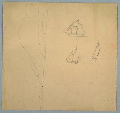 Tekening, Studies van landschap en schepen, 1850-51 door Frederic Edwin Church