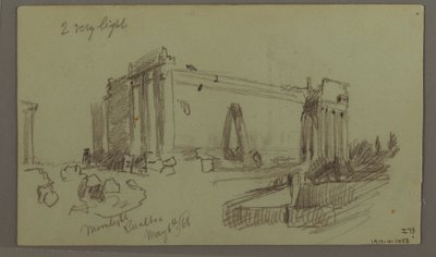 Tekening, Studie van tempelruïnes, 8 mei 1868 door Frederic Edwin Church
