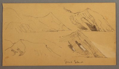 Tekening, Studie van rotskliffen, mogelijk 1859 door Frederic Edwin Church
