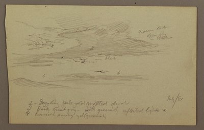 Tekening, Top en lucht, juli 1881 door Frederic Edwin Church
