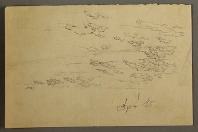 Tekening, Zon en wolken, april 1855 door Frederic Edwin Church