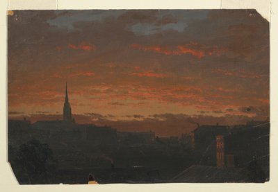 Tekening, Zonsondergang bij Hudson, New York, ca. 1860 door Frederic Edwin Church