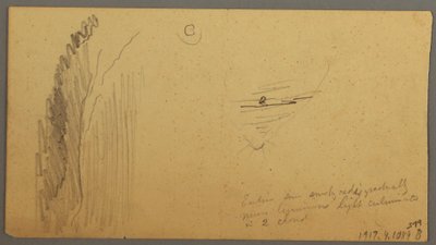 Tekening, Zonsondergang boven heuvels, 9 juli 1866 door Frederic Edwin Church