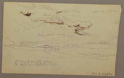 Tekening, Zonsondergang, mogelijk 1860 door Frederic Edwin Church