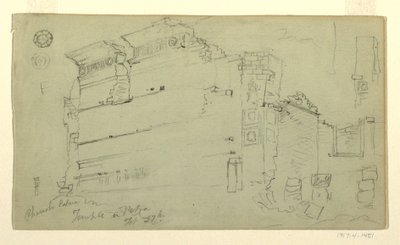 Tekening, Tempel, Petra, Jordanië, 27 februari 1868 door Frederic Edwin Church