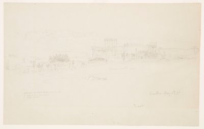 Tekening, Tempels, Baalbek, 6 mei 1868 door Frederic Edwin Church