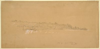 Tekening, Terrapin Rocks amp; het oostelijke deel van Goat Island vanaf de Canadese Bank, augustus 1858 door Frederic Edwin Church