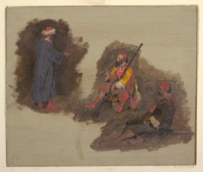 Tekening, Drie bedoeïenen, 1868-69 door Frederic Edwin Church