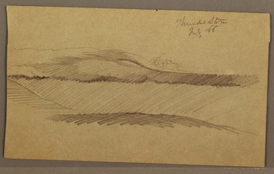 Tekening, onweer over heuvelrug, juli 1866 door Frederic Edwin Church