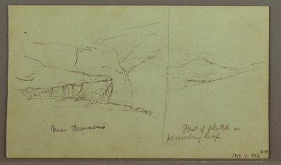 Tekening, Graf van een heuvel, drie minaretten, 1 mei 1868 door Frederic Edwin Church